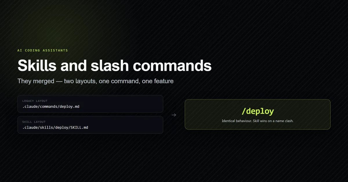 Two Claude Code file layouts converging on the same slash command after the skills merge